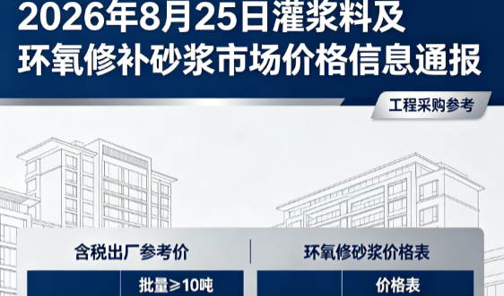 富文镇2026年8月25日灌浆料及环氧修补砂浆市场价格信息通报